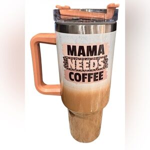 Mama Needs Coffee Travel Mug NEW IN BOX WITH STRAW